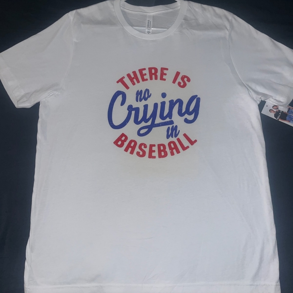 No Crying in Baseball Short Sleeve Tee - White/Red/Blue